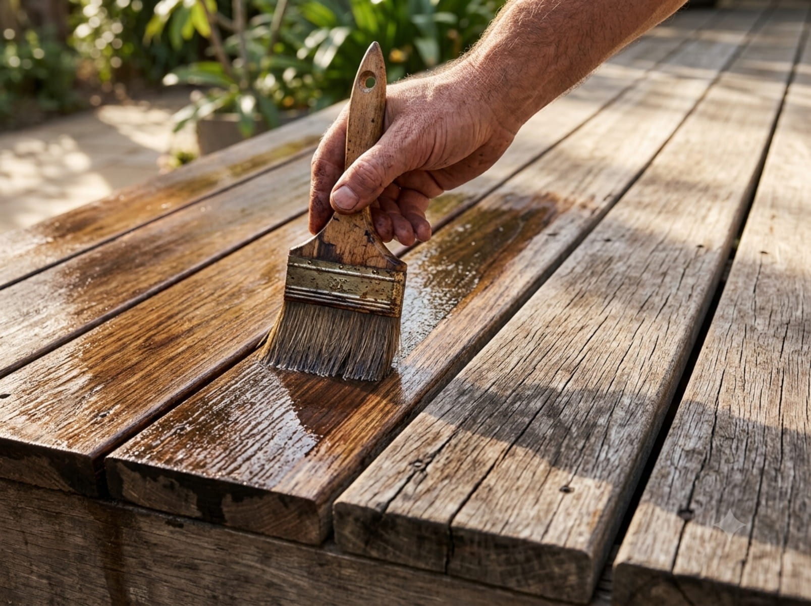 Deck Sanding & Oiling in progress on a timber floor