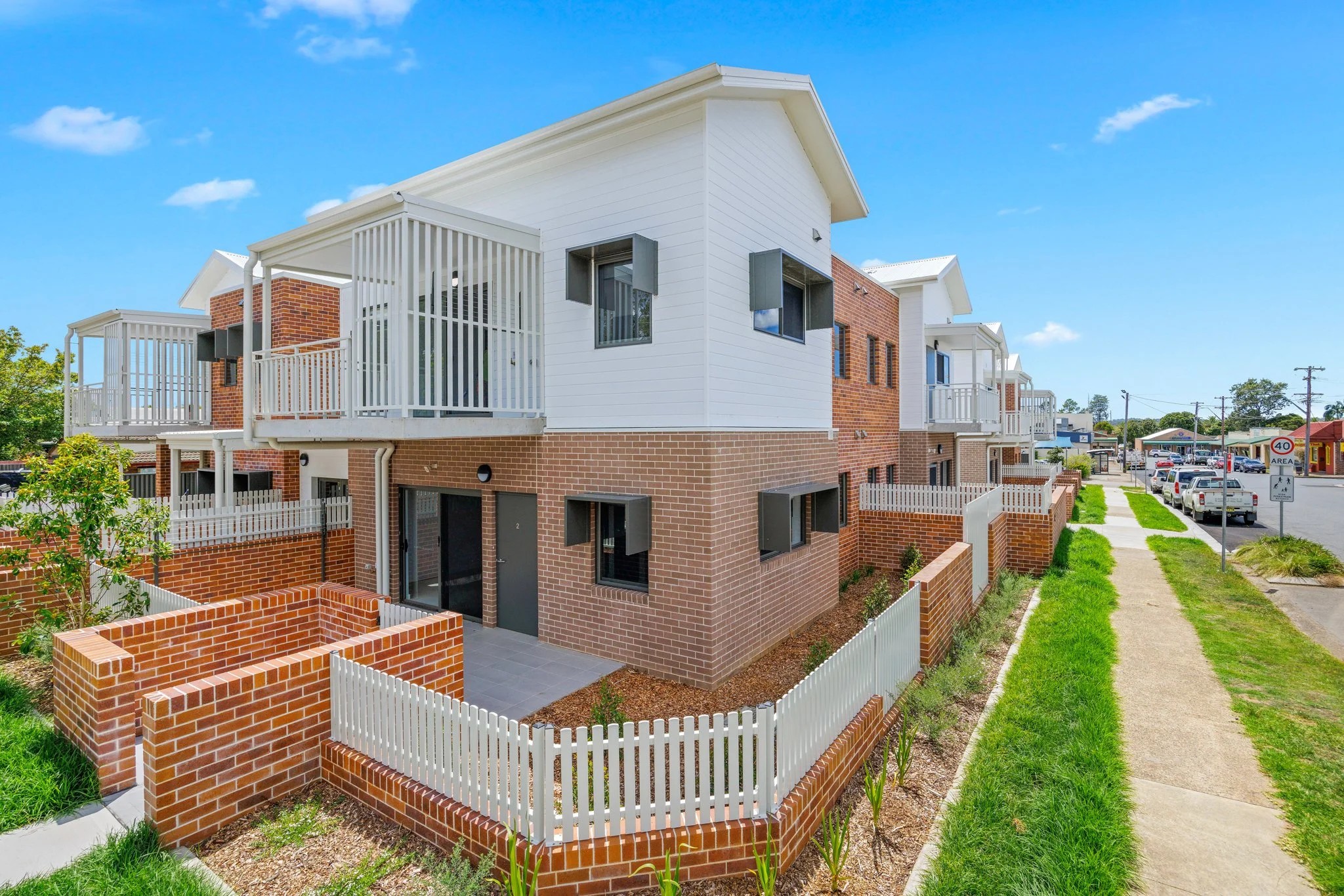 Typical Hastings home showing postwar cottages and industrial-era brick veneer through the town centre, near Hastings foreshore